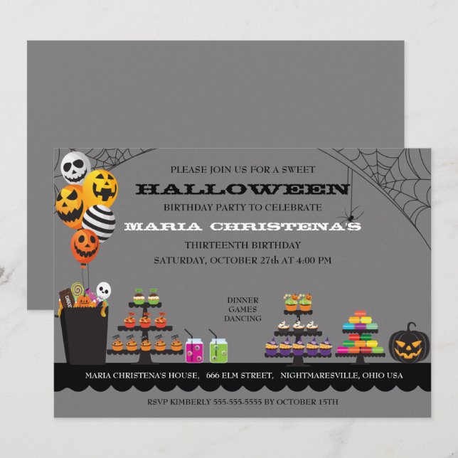 Sweet Treats Halloween Birthday Party Invitation (Front/Back)