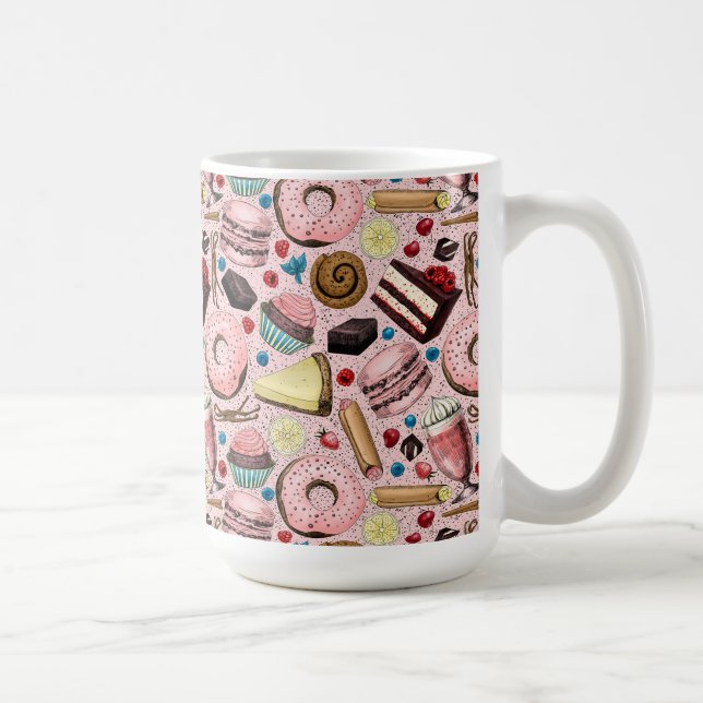 Sweet treats on pink coffee mug (Right)