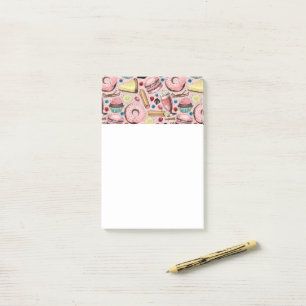 Sweet treats on pink post-it notes