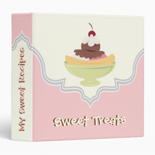 Sweet Treats pale pink, ivory recipe binder