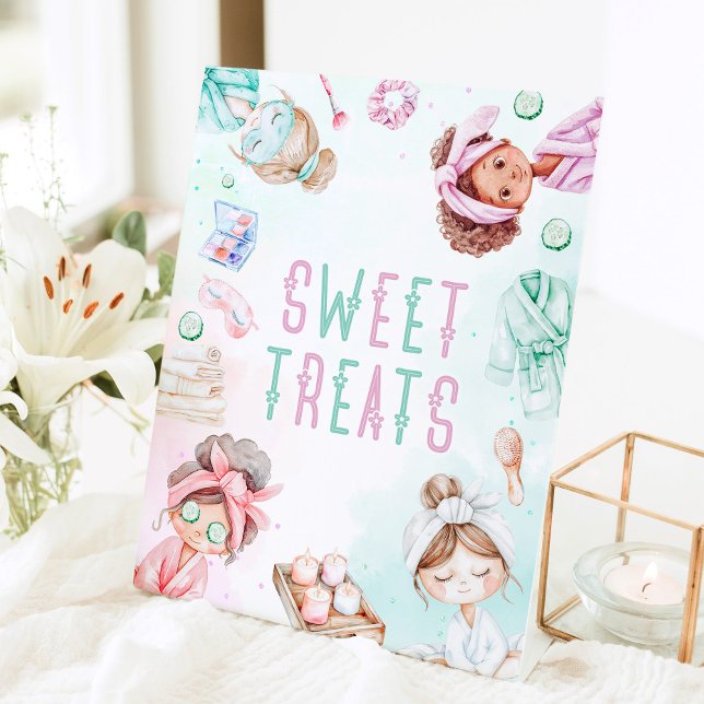 Sweet treats Pamper party kids Spa Birthday Pedestal Sign (Creator Uploaded)