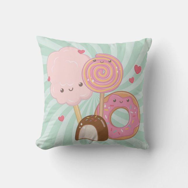 Sweet treats pattern throw pillow (Front)