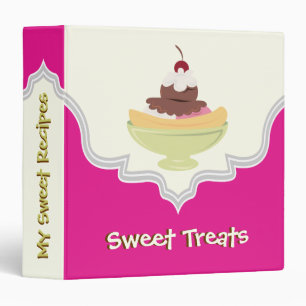 Sweet Treats pink, ivory recipe binder