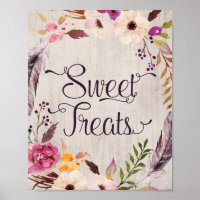 Sweet Treats Rustic Boho Floral Bridal Shower Sign