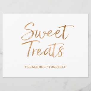 "Sweet Treats" Sign Stylish Gold Rose Lettered Invitation