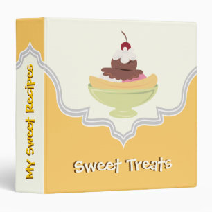 Sweet Treats yellow, ivory recipe binder