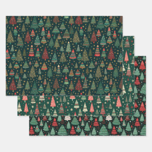 Sweet Trees Christmas Holiday Winter Coordinating Wrapping Paper Sheet