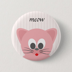 Sweet Trendy Pink Cat 2 Inch Round Button