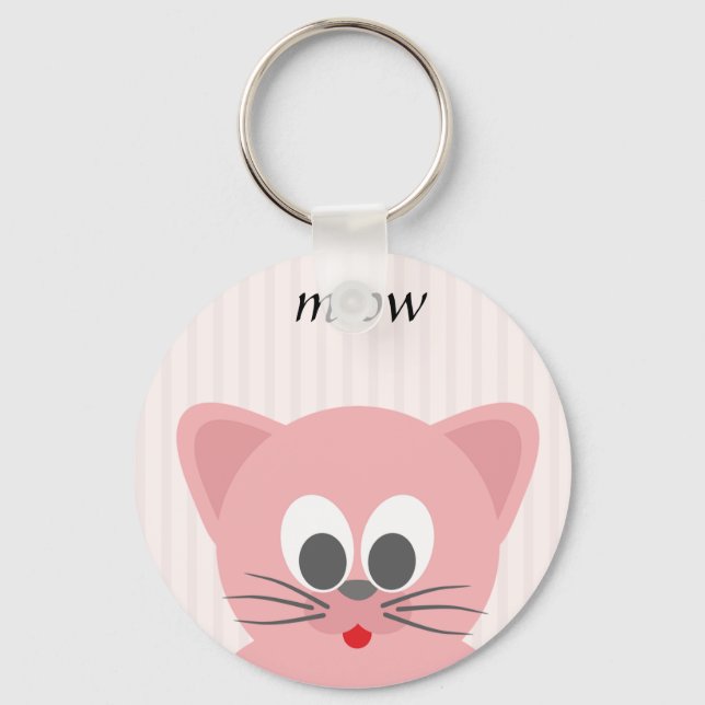 Sweet Trendy Pink Cat Keychain (Front)