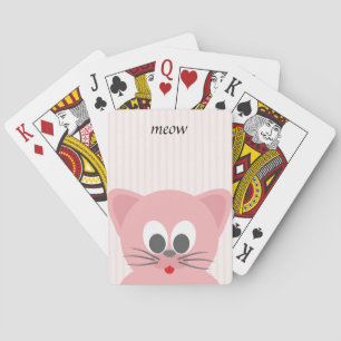 Sweet Trendy Pink Cat Playing Cards