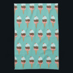 Sweet triple ice cream cone pattern kitchen towel<br><div class="desc">Everyone loves ice cream! Give the gift of this cute kitchen towel with an ice cream cone triple scoop with cherry on top!
Check my shop for lots more colours and patterns!</div>