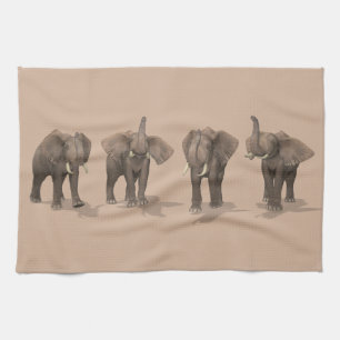 Sweet Trumpeting Elephants Quartet Kitchen Towel