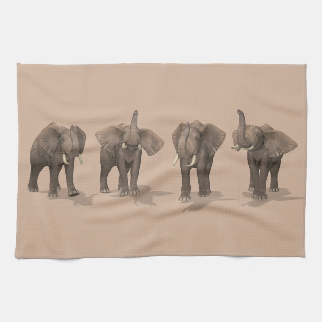 Sweet Trumpeting Elephants Quartet Kitchen Towel (Horizontal)