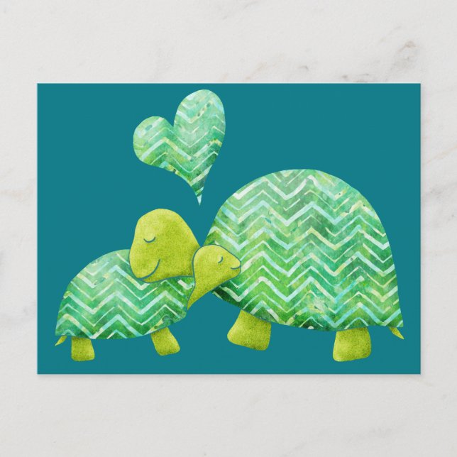 Sweet Turtle Hugs Mom and Baby Postcard (Front)