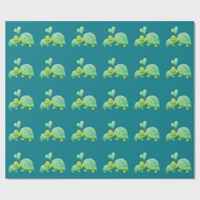 Sweet Turtle Hugs Mom and Baby Wrapping Paper (Flat)
