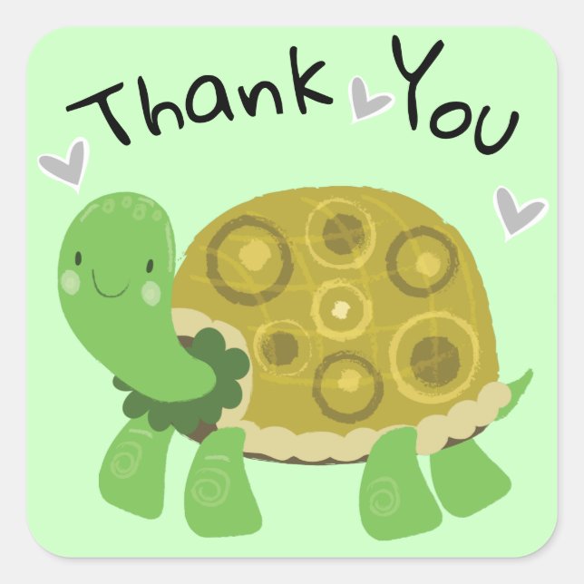 Sweet Turtle Thank You Square Sticker (Front)