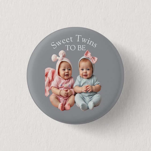 Sweet Twins in Coordinated Pastels 1 Inch Round Button (Front)