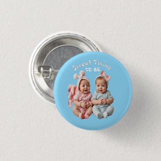 Sweet Twins in Coordinated Pastels 1 Inch Round Button