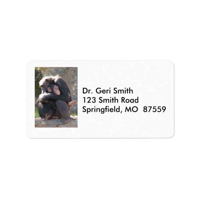 Sweet! Two Chimpanzees Share a Loving Hug Label (Front)