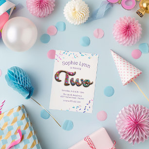 Sweet "Two" Cookie Sprinkles Kids 2nd Birthday Invitation