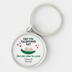 Sweet Two peas In A Pod Hap-pea Valentines Day Keychain