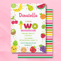 Sweet two year invitation, fruit party invitation
