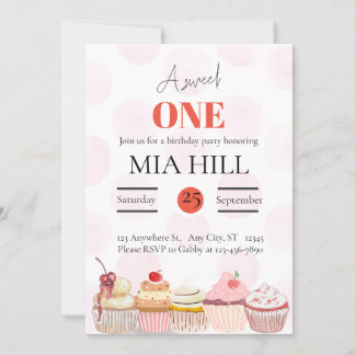 Sweet Un An Anniversaire Fête Invitation