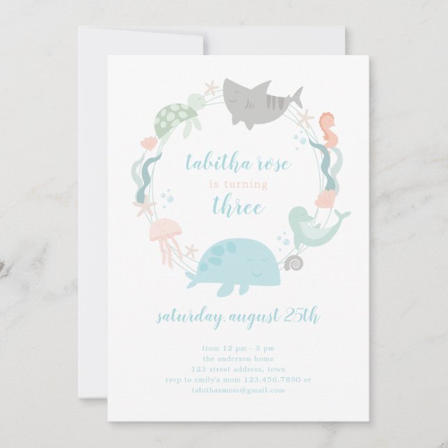 Sweet Under the Sea Anniversaire Invitation (Devant)