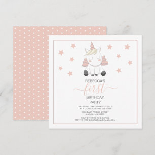 Sweet Unicorn And Stars Birthday  Invitation