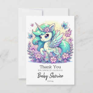 Sweet Unicorn Baby Shower  Thank You Card