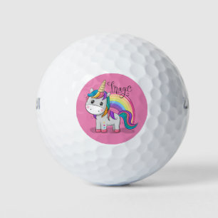Sweet unicorn with big eyes golf balls