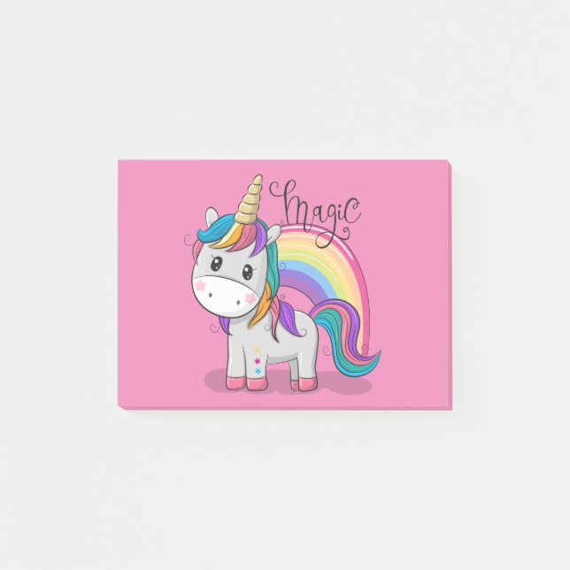 Sweet unicorn with big eyes post-it notes (Front)