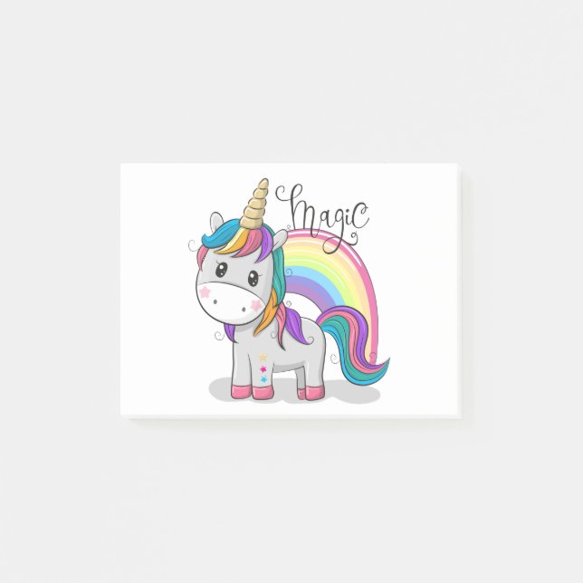 Sweet unicorn with big eyes post-it notes (Front)