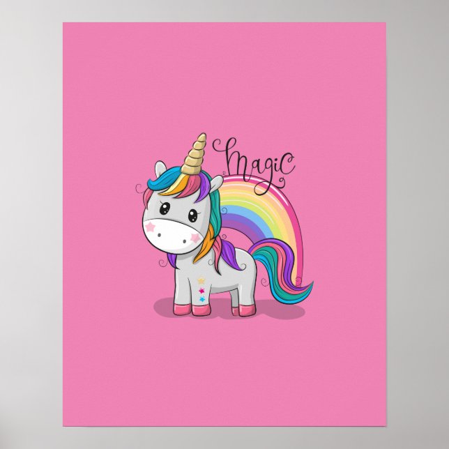 Sweet unicorn with big eyes poster (Front)