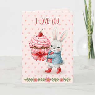 Sweet Valentine Card  With Cute Bunny 