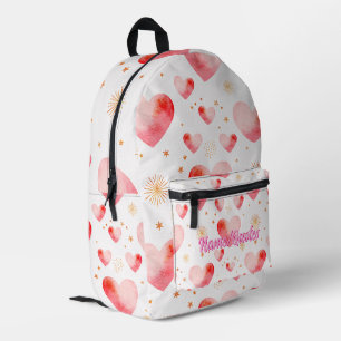 Sweet Valentine Heart Pattern with Golden Glitter Printed Backpack