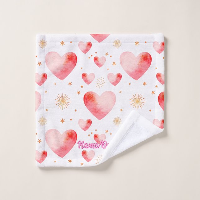 Sweet Valentine Heart Pattern with Golden Glitter Wash Cloth (Wash Cloth)