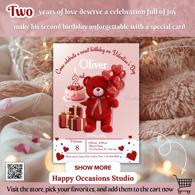 Sweet Valentine’s Birthday Invite – 2nd Birthday (Creator Uploaded)