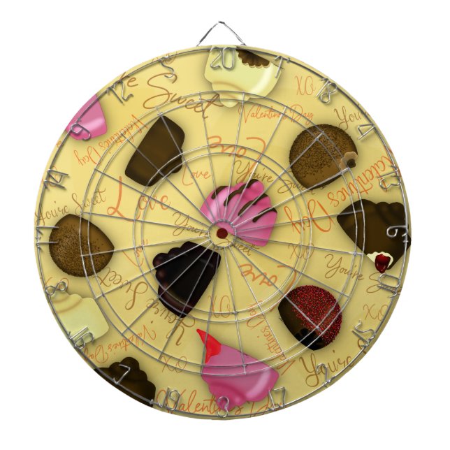 Sweet Valentine - Valentine's Day Candy Pattern Dartboard (Front)