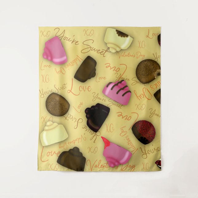 Sweet Valentine - Valentine's Day Candy Pattern Tapestry (Front)