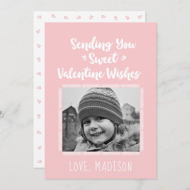 Sweet Valentine Wishes Valentines Day Photo Card (Front/Back)
