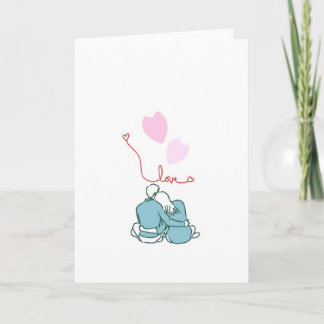 Sweet Valentine's card with sitting couple & heart