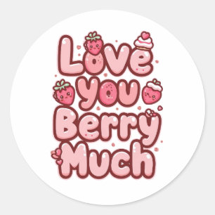 Sweet Valentine's Day Fruit and Cupcake Quote Classic Round Sticker