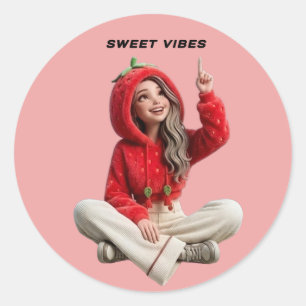 Sweet vibes strawberry hoodie character sticker