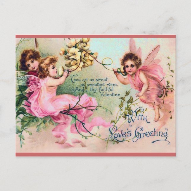 Sweet Victorian Fairy Valentine Postcard (Front)
