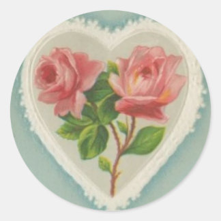 Sweet Victorian Roses in a Heart Sticker