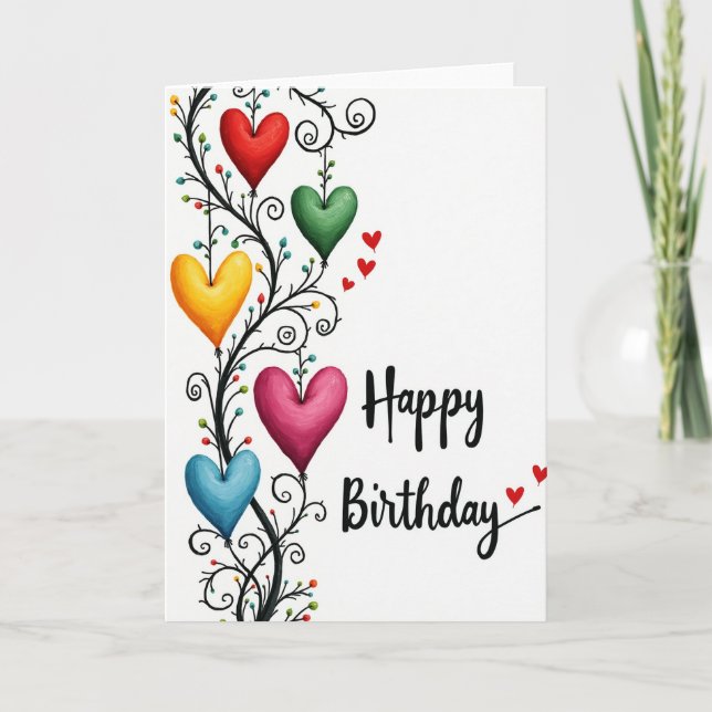 Sweet Vine Heart Birthday Card (Front)