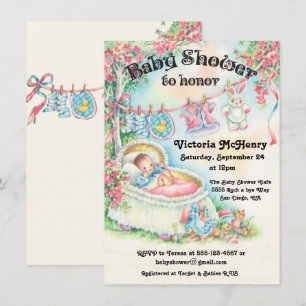 Sweet Vintage baby shower invitations