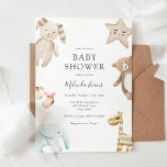 Sweet Vintage Baby Toys Shower Invitation<br><div class="desc">Fun baby shower invitation featuring watercolor baby toys including gender neutral stuffed animals. Personalize with your information or click "Click to customize further" to edit font styles,  size and colours.</div>