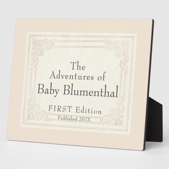 Sweet Vintage Book Title Personalized Baby Sign Plaque (Side)
